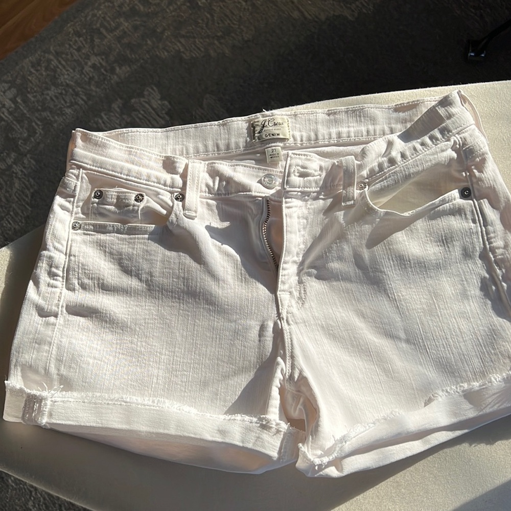 JCrew white Denim Cutoff shorts. Sz 27. 3” seam